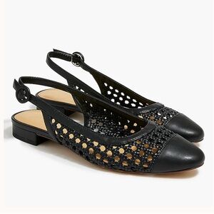 J. Crew Factory Black Woven Slingback Flats